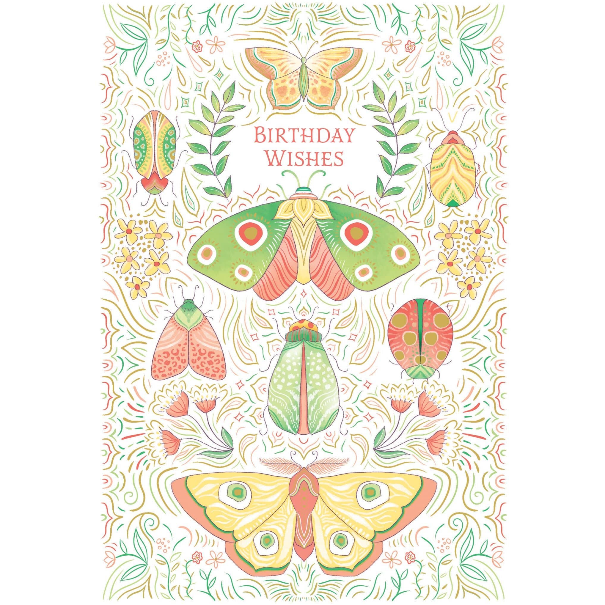 Colorful Bugs Birthday Card from Pictura featuring whimsical bug illustrations for celebrating birthdays.